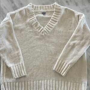 aerie Oversized V-Neck Ribbed Knit Sweater